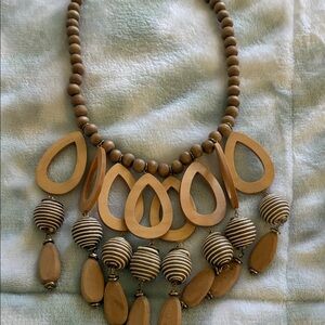 J. Crew Factory Brown Wooden Statement Necklace